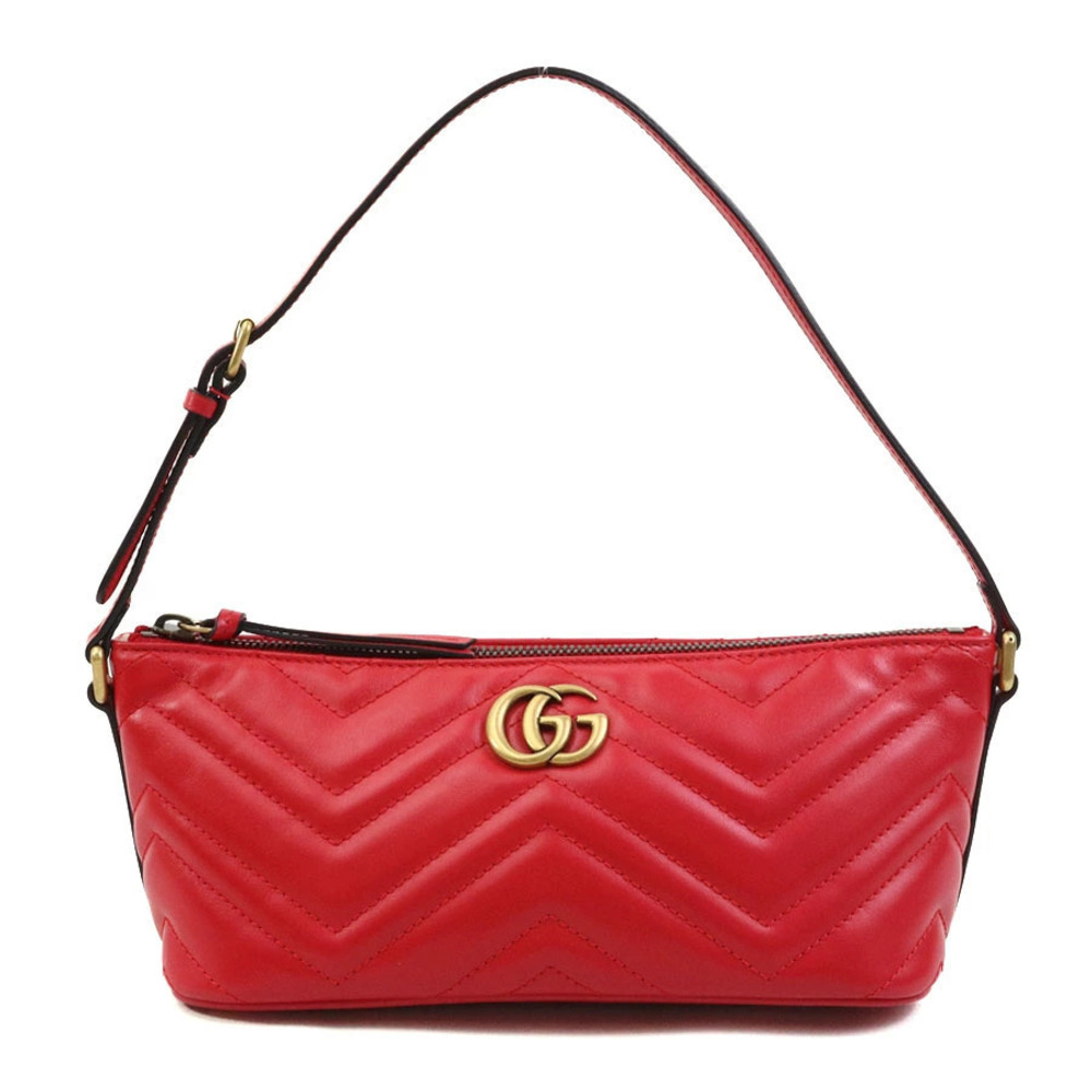 Gucci GG Marmont Leather Shoulder Bag Red Gold